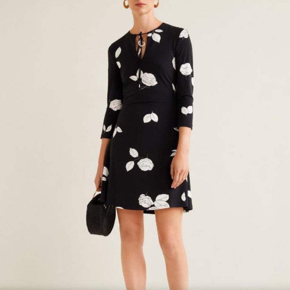 MANGO Cord textured Black dress